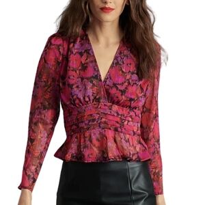 Steve Madden Pink Blouse Ruched Bell Sleeves